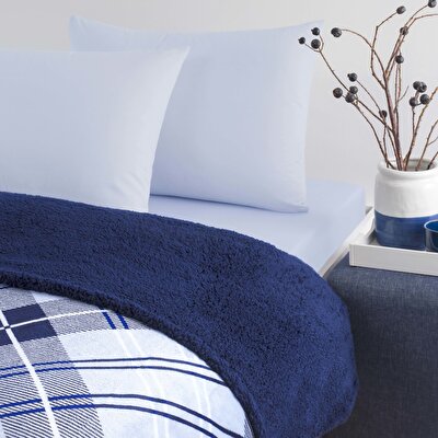 Taç Rialta Çift Kişilik Battaniyeli Çarşaf Seti Mavi