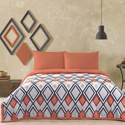 Taç Harlow Çift Kişilik Battaniyeli Çarşaf Seti Turuncu