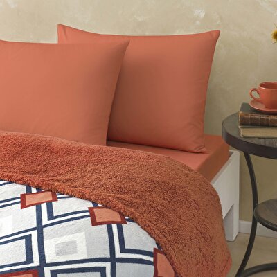 Taç Harlow Çift Kişilik Battaniyeli Çarşaf Seti Turuncu
