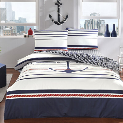 Taç Harbor Ranforce Çift Kişilik Nevresim Takımı Lacivert