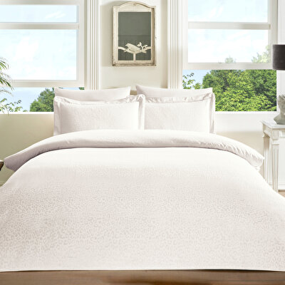 Taç Leo Jakar Çift Kişilik Nevresim Takımı Ekru