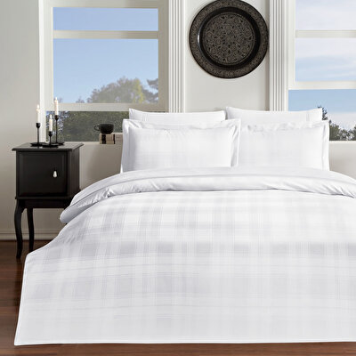 Taç Carly Jakar Çift Kişilik Nevresim Takımı Beyaz