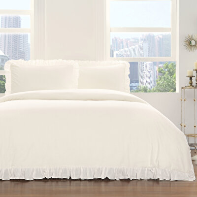 Taç Galena Çift Kişilik Nevresim Takımı Ekru