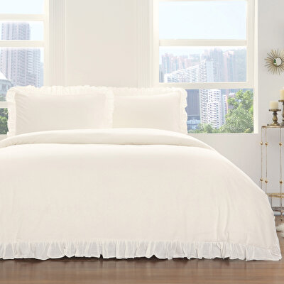 Taç Galena Çift Kişilik Nevresim Takımı Ekru