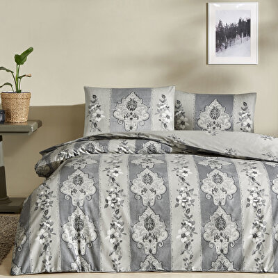 Taç Edwina Ranforce Çift Kişilik Nevresim Takımı Gri