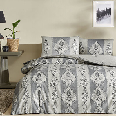 Taç Edwina Ranforce Çift Kişilik Nevresim Takımı Gri