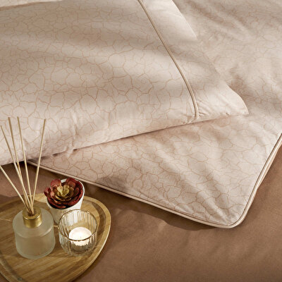 Taç Riven Biyeli Çift Kişilik Nevresim Takımı Taba