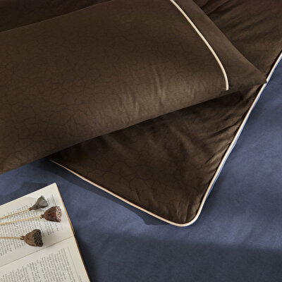 Taç Riven Biyeli Çift Kişilik Nevresim Takımı Lacivert