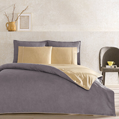 Taç Riven Biyeli Çift Kişilik Nevresim Takımı Antrasit