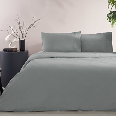 Taç Ranforce Basic Queen Size Nevresim Takımı Antrasit