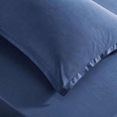 Taç Color Dreams Saten Çift Kişilik Çarşaf Seti Lacivert