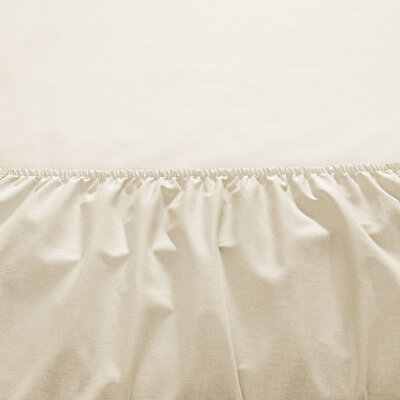 Taç Ranforce Lastikli Çift Kişilik Çarşaf Set Ekru