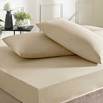 Taç Ranforce Lastikli Çift Kişilik Çarşaf Set Vizon