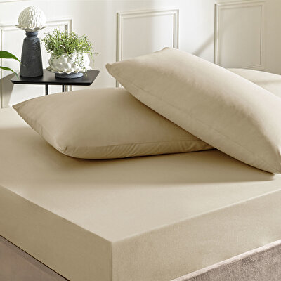 Taç Ranforce Lastikli Çift Kişilik Çarşaf Set Vizon