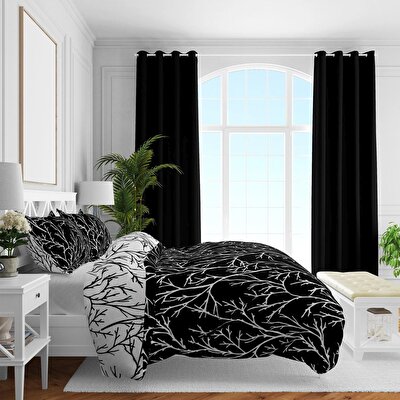 Brielle Çift Kişilik Saten Nevresim Seti Siyah