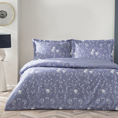 Taç Joanne Saten Çift Kişilik Nevresim Takımı Mavi