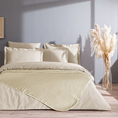 Taç Gabriella Yatak Örtülü Çift Kişilik Nevresim Seti Camel