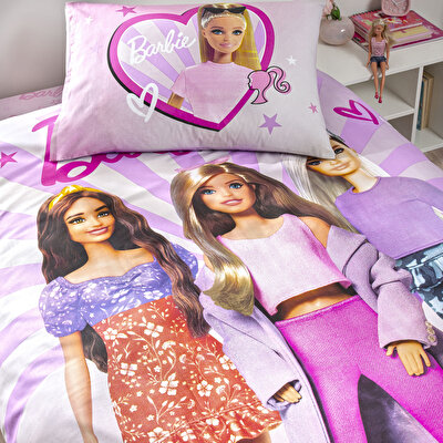 Taç Lisanslı Barbie Shine Pamuk Tek Kişilik Nevresim Takımı