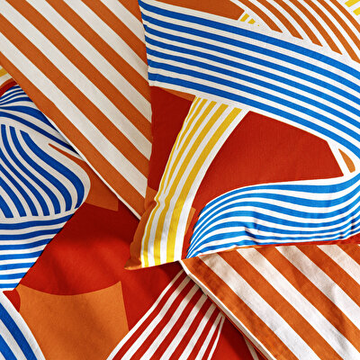 Taç Meadow Ranforce Tek Kişilik Nevresim Takımı Turuncu