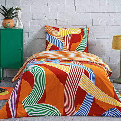 Taç Meadow Ranforce Tek Kişilik Nevresim Takımı Turuncu