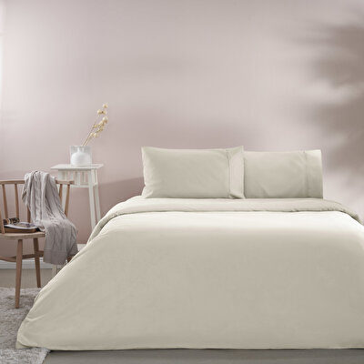 Taç Ranforce Basic Queen Size Nevresim Takımı Ekru