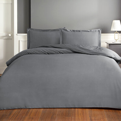 Taç Saten Basic King Size Nevresim Takımı Antrasit