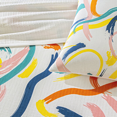 Taç Baskılı Zest Çift Kişilik Pike Takımı Turuncu