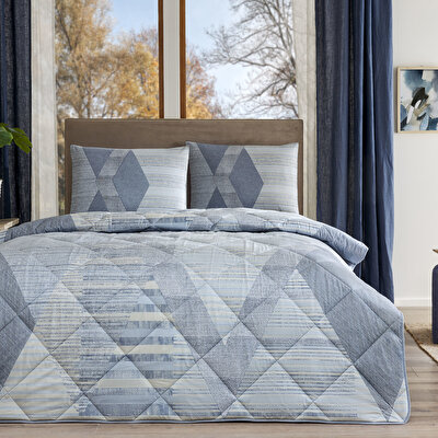 Taç Ellıs Ranforce Tek Kişilik Yorgan Set Mavi