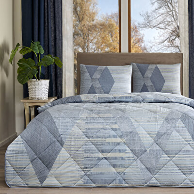 Taç Ellıs Ranforce Tek Kişilik Yorgan Set Mavi