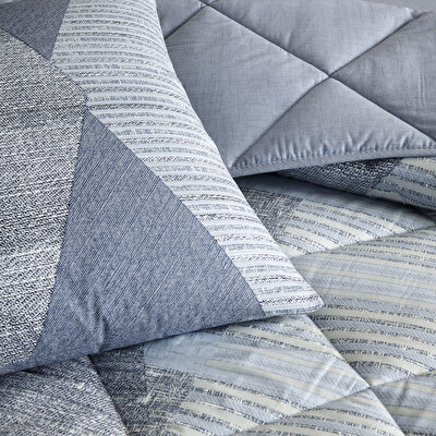 Taç Ellıs Ranforce Tek Kişilik Yorgan Set Mavi