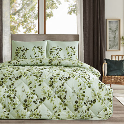 Taç Sarne Ranforce Çift Kişilik Yorgan Set Yeşil