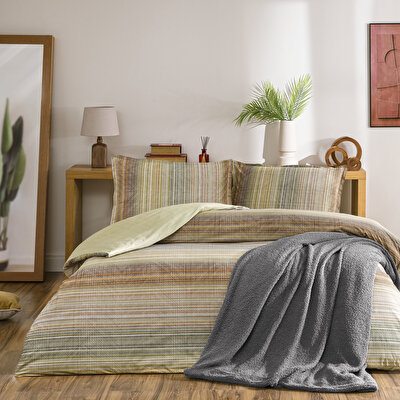 Taç Rodion Ranforce Çift Kişilik Battaniyeli Kış Seti Taba