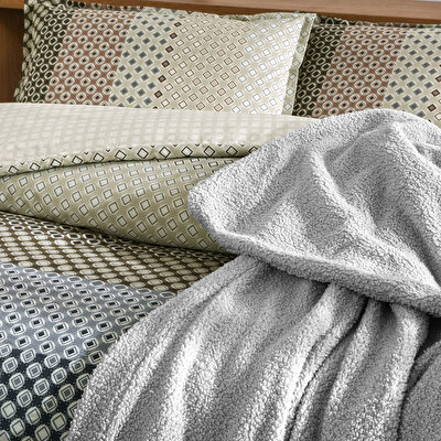 Taç Roland Ranforce Tek Kişilik Battaniyeli Kış Seti Gri