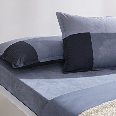 Taç Larive Ranforce Tek Kişilik Battaniyeli Kış Seti Mavi