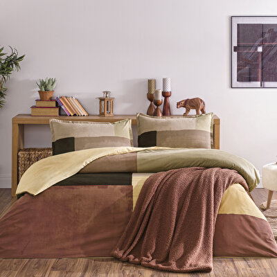 Taç Larive Ranforce Çift Kişilik Battaniyeli Kış Seti Kiremit