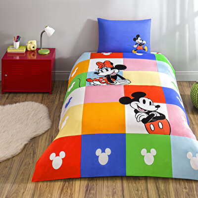 Taç Lisanslı Disney Minnie & Mickey Tek Kişilik Pamuk Nevresim Takımı