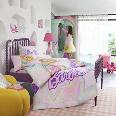 Taç Lisanslı Barbie Mermaid Tek Kişilik Pamuk Nevresim Takımı