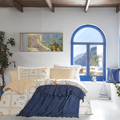 Taç Butik Mandarın Pamuk Yastık Kılıfı Turuncu