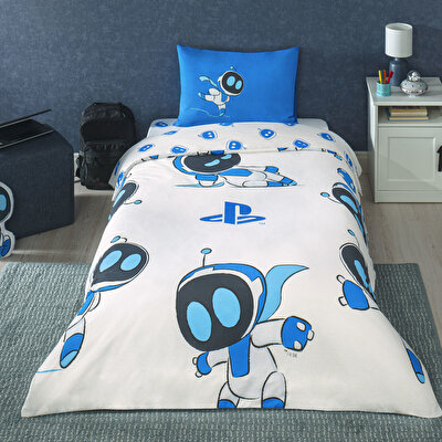 Taç Lisanslı Playstation Astrobot Tek Kişilik Pamuk Nevresim Takımı 100