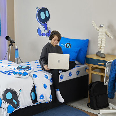 Taç Lisanslı Playstation Astrobot Tek Kişilik Pamuk Nevresim Takımı 100