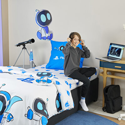 Taç Lisanslı Playstation Astrobot Tek Kişilik Pamuk Nevresim Takımı 100
