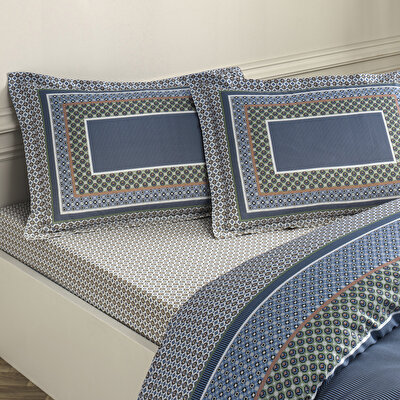 Taç Serenya Saten Çift Kişilik Nevresim Takımı Mavi