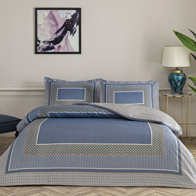 Taç Serenya Saten Çift Kişilik Nevresim Takımı Mavi