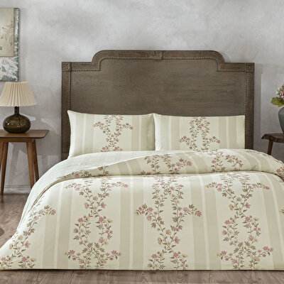 Taç Mirelune Ranforce Tek Kişilik Nevresim Takımı Bej