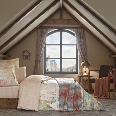 Taç Butik Liora Pamuk Percale Çarşaf Çift Kişilik Somon