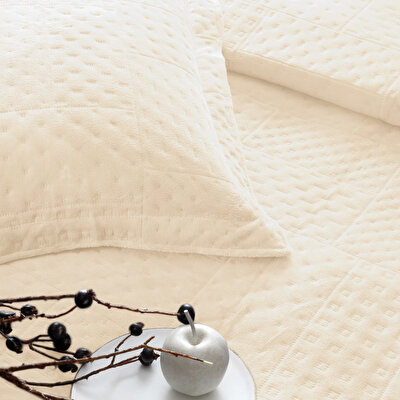 Taç Alvin Çift Kişilik Yatak Örtüsü Seti Bej