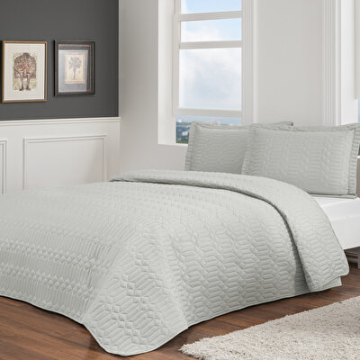 Taç Parley Çift Kişilik Yatak Örtüsü Seti Gri