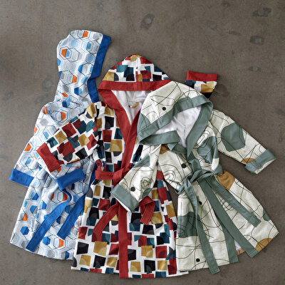 Taç Sanna Pamuk15-18 Yaş Genç Bornoz Mavi