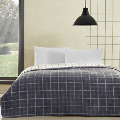 Taç Edwin Pamuk Çift Kişilik Battaniye Antrasit