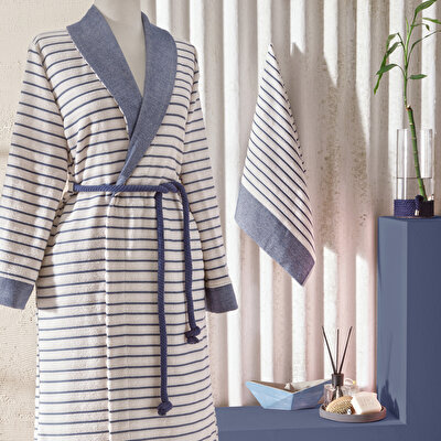 Taç Bamboo Dreams Tek Kişilik Bornoz Set Mavi S/M